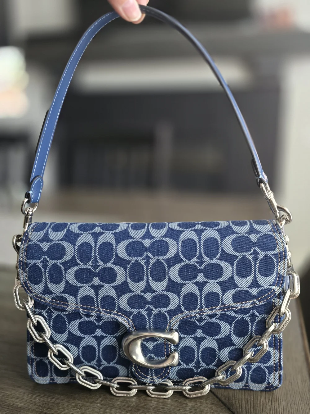 Coach Denim Tabby with Silver Chain - Picture 6 of 6